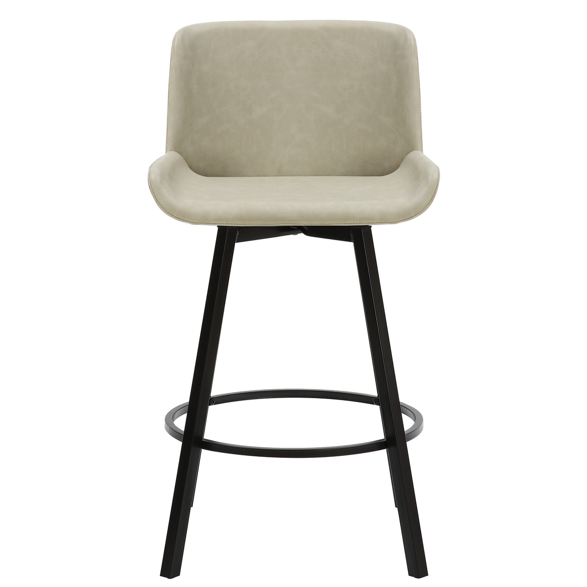 Fern 26″ Counter Stool with Swivel (Vintage Ivory PU and Black) (Set of 2)