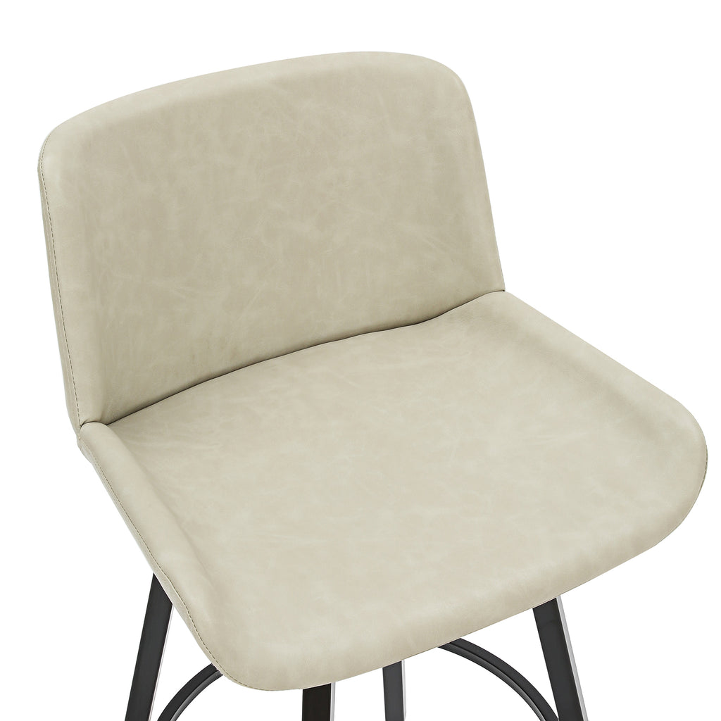 Fern 26″ Counter Stool with Swivel (Vintage Ivory PU and Black) (Set of 2)