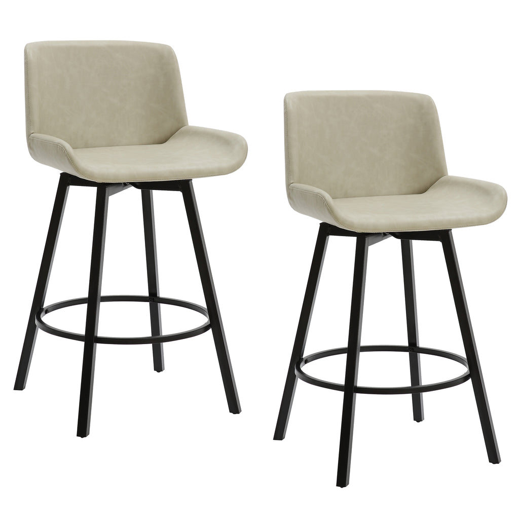 Fern 26″ Counter Stool with Swivel (Vintage Ivory PU and Black) (Set of 2)