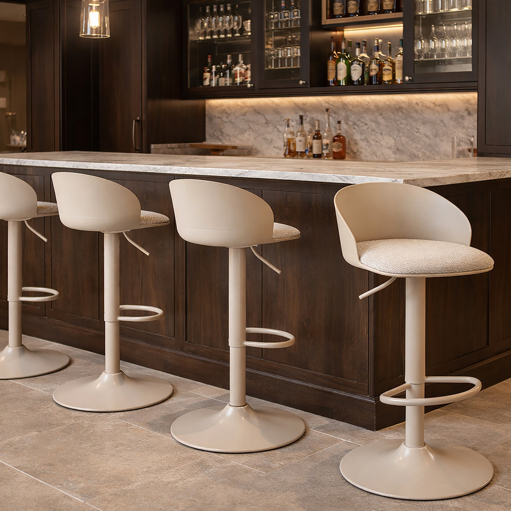Mabel Adjustable Air-Lift Stool (Beige) (Set of 2)