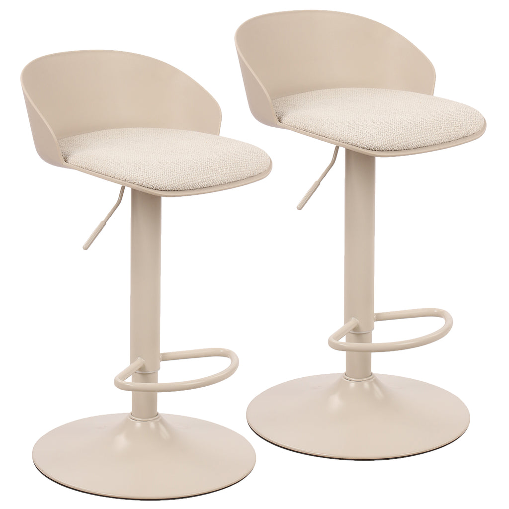 Mabel Adjustable Air-Lift Stool (Beige) (Set of 2)