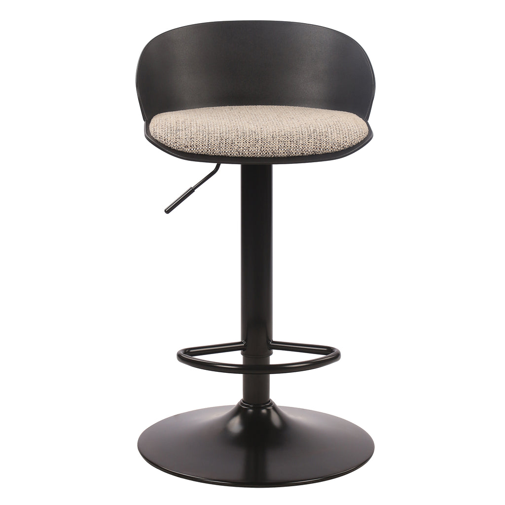 Mabel Adjustable Air-Lift Stool (Black and Beige) (Set of 2)