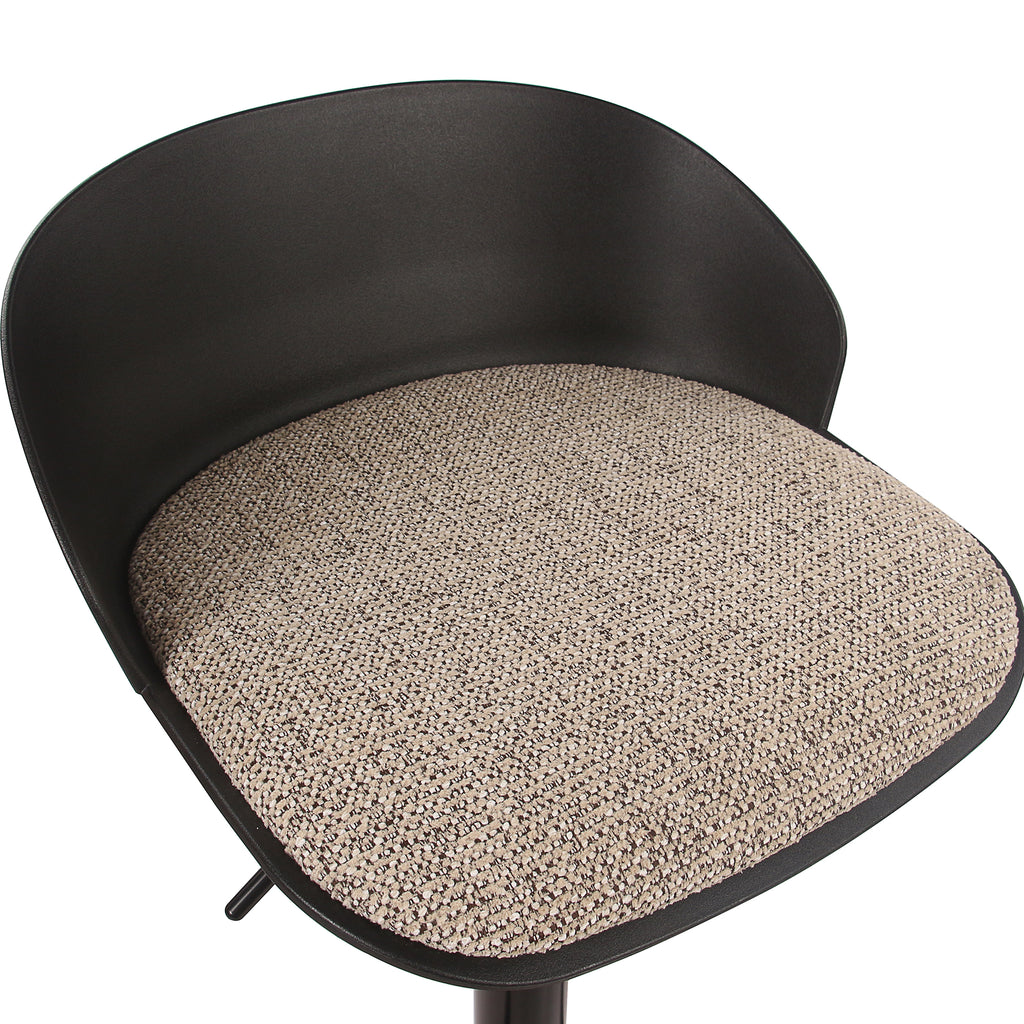 Mabel Adjustable Air-Lift Stool (Black and Beige) (Set of 2)