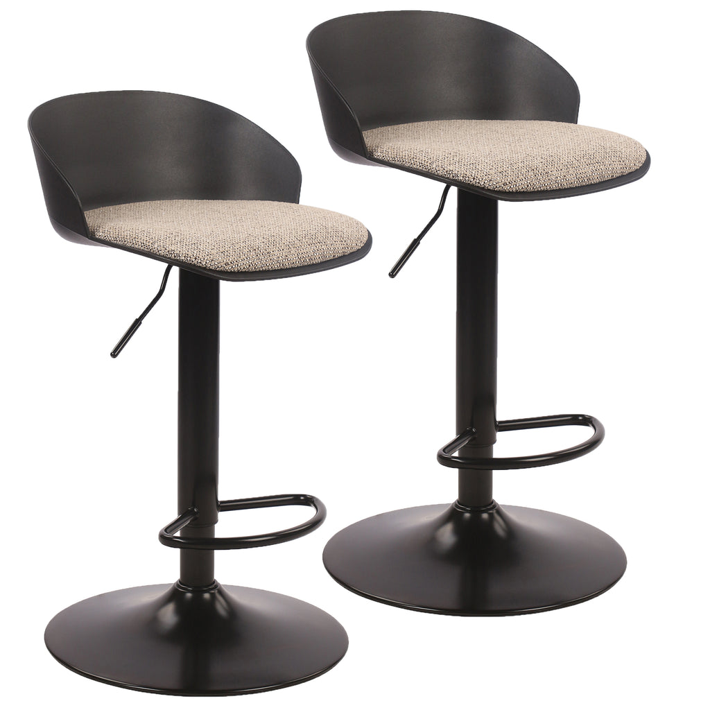 Mabel Adjustable Air-Lift Stool (Black and Beige) (Set of 2)