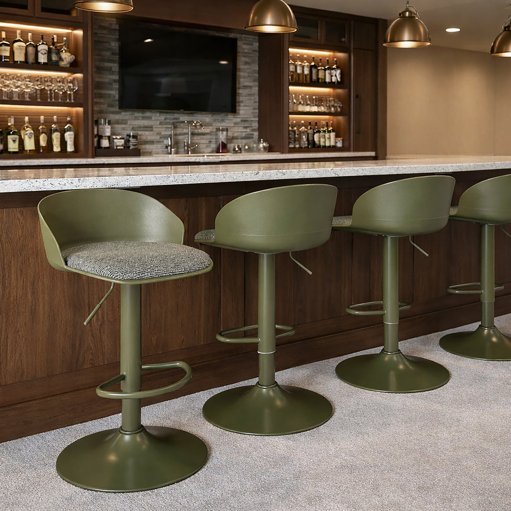 Mabel Adjustable Air-Lift Stool (Green) (Set of 2)