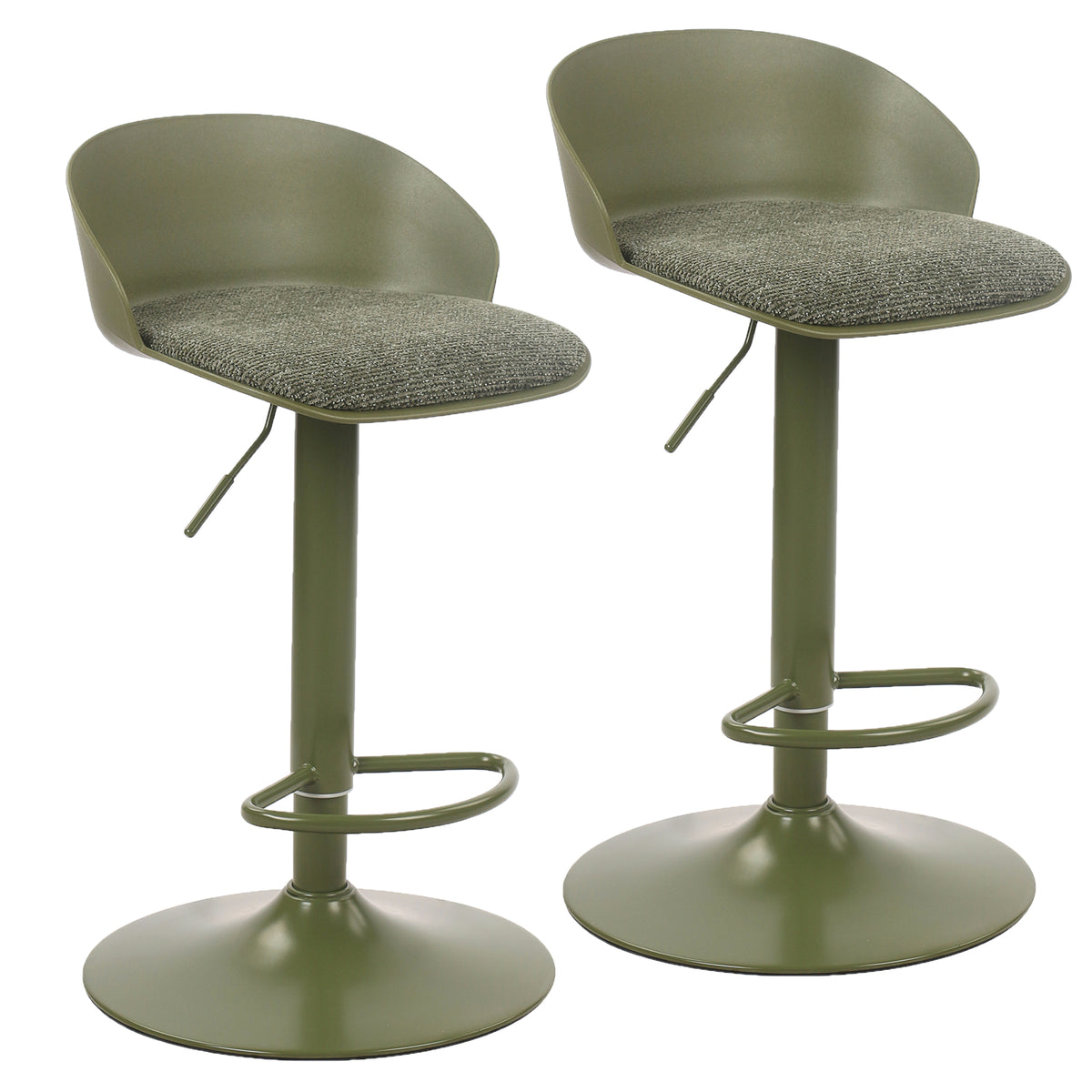 Mabel Adjustable Air-Lift Stool (Green) (Set of 2)