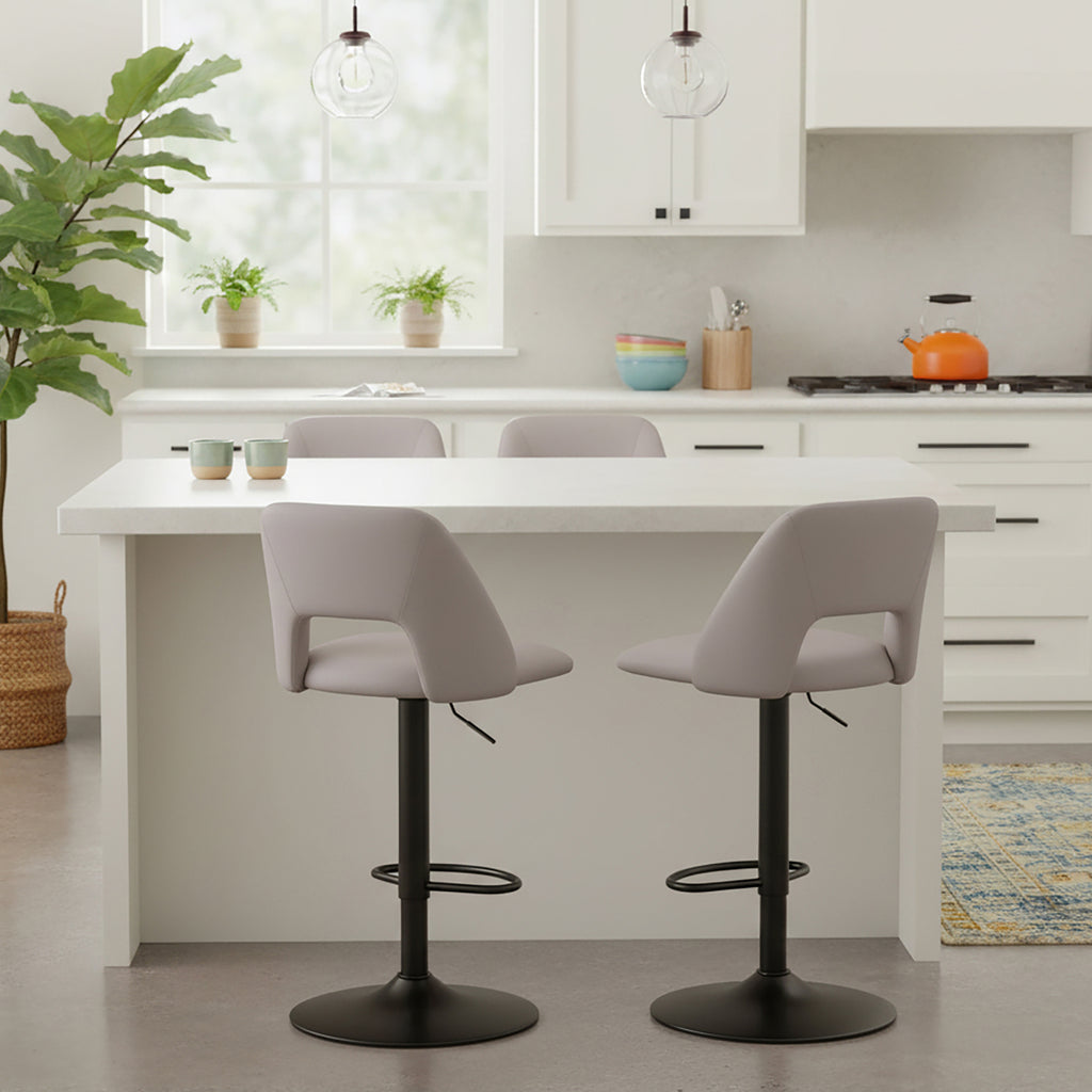 Adler Adjustable Air-Lift Stool (Beige and Black) (Set of 2)