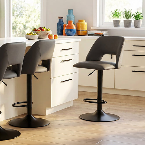 Adler Adjustable Air-Lift Stool (Black and Black) (Set of 2)