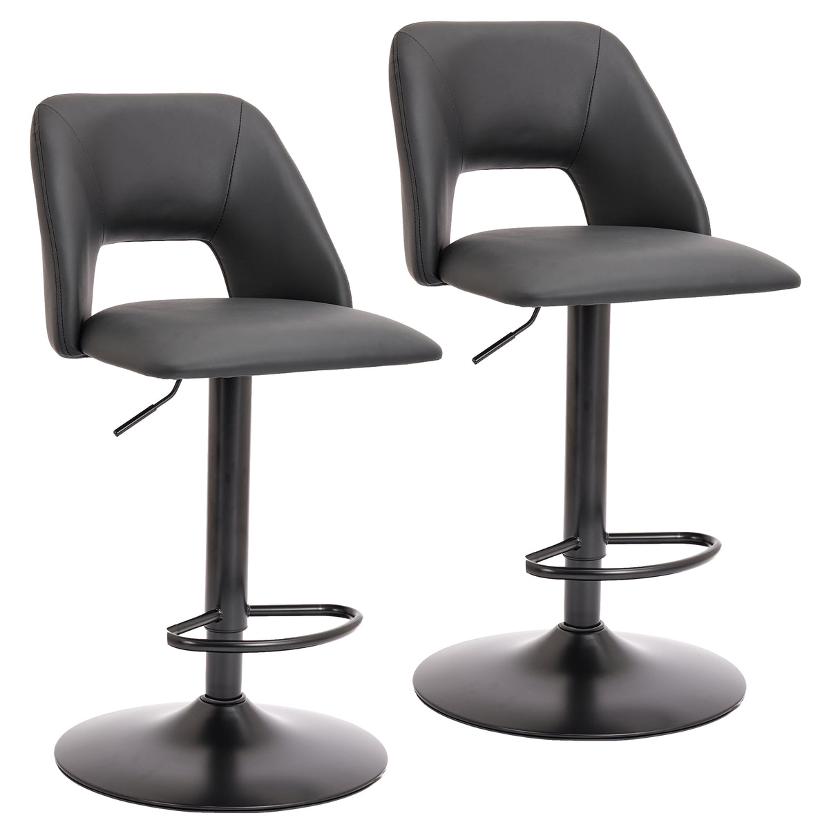 Adler Adjustable Air-Lift Stool (Black and Black) (Set of 2)