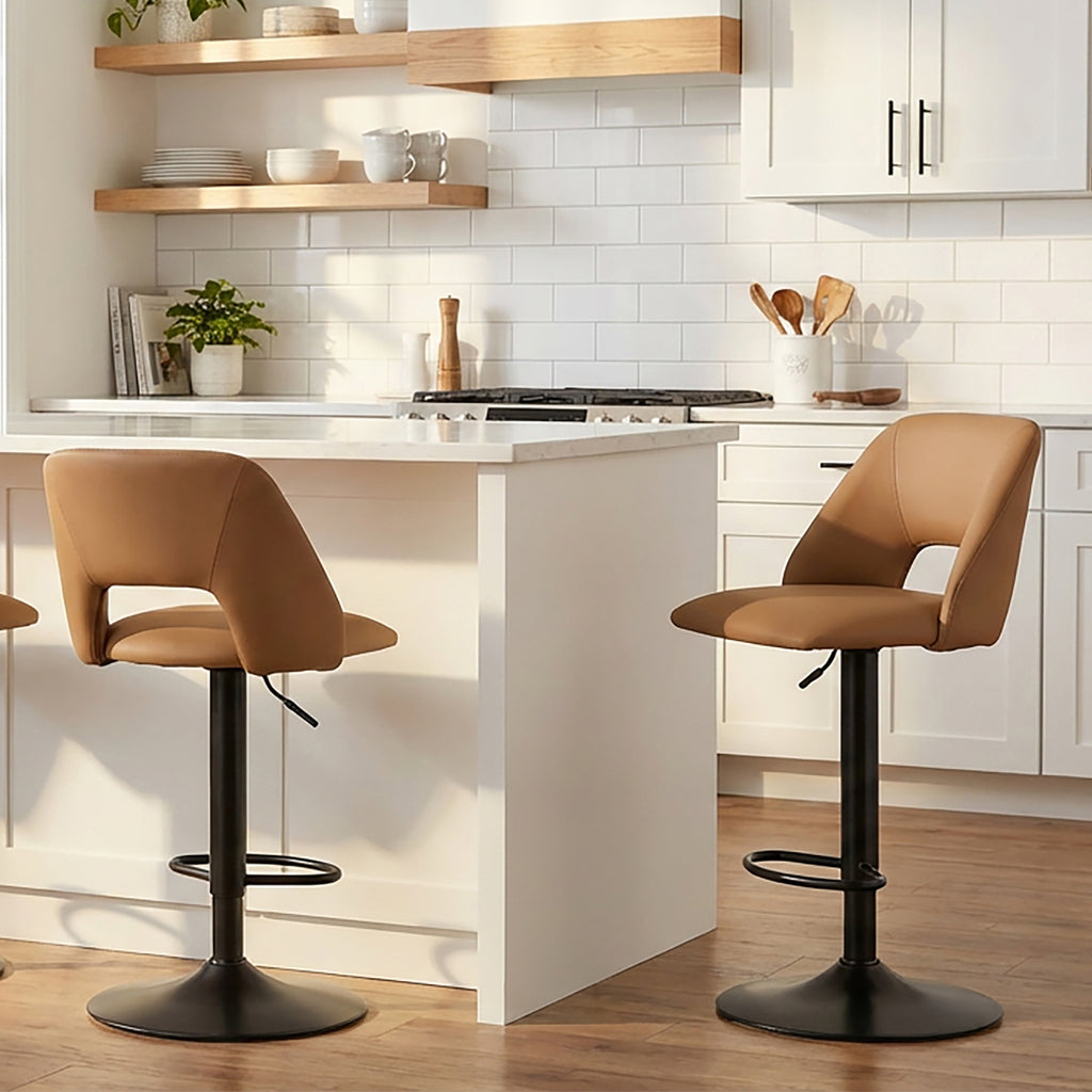 Adler Adjustable Air-Lift Stool (Tan and Black) (Set of 2)