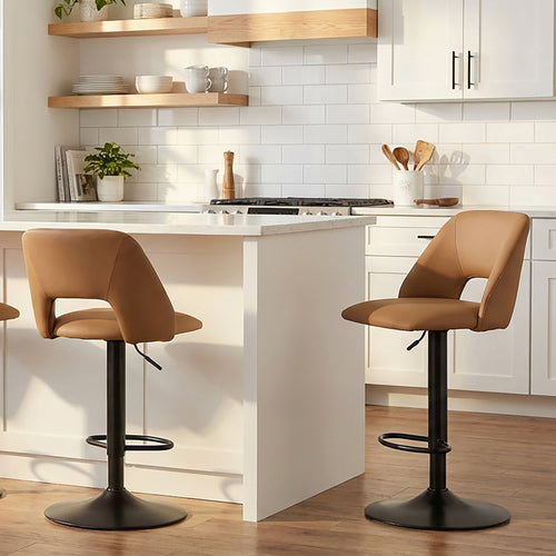 Adler Adjustable Air-Lift Stool (Tan and Black) (Set of 2)