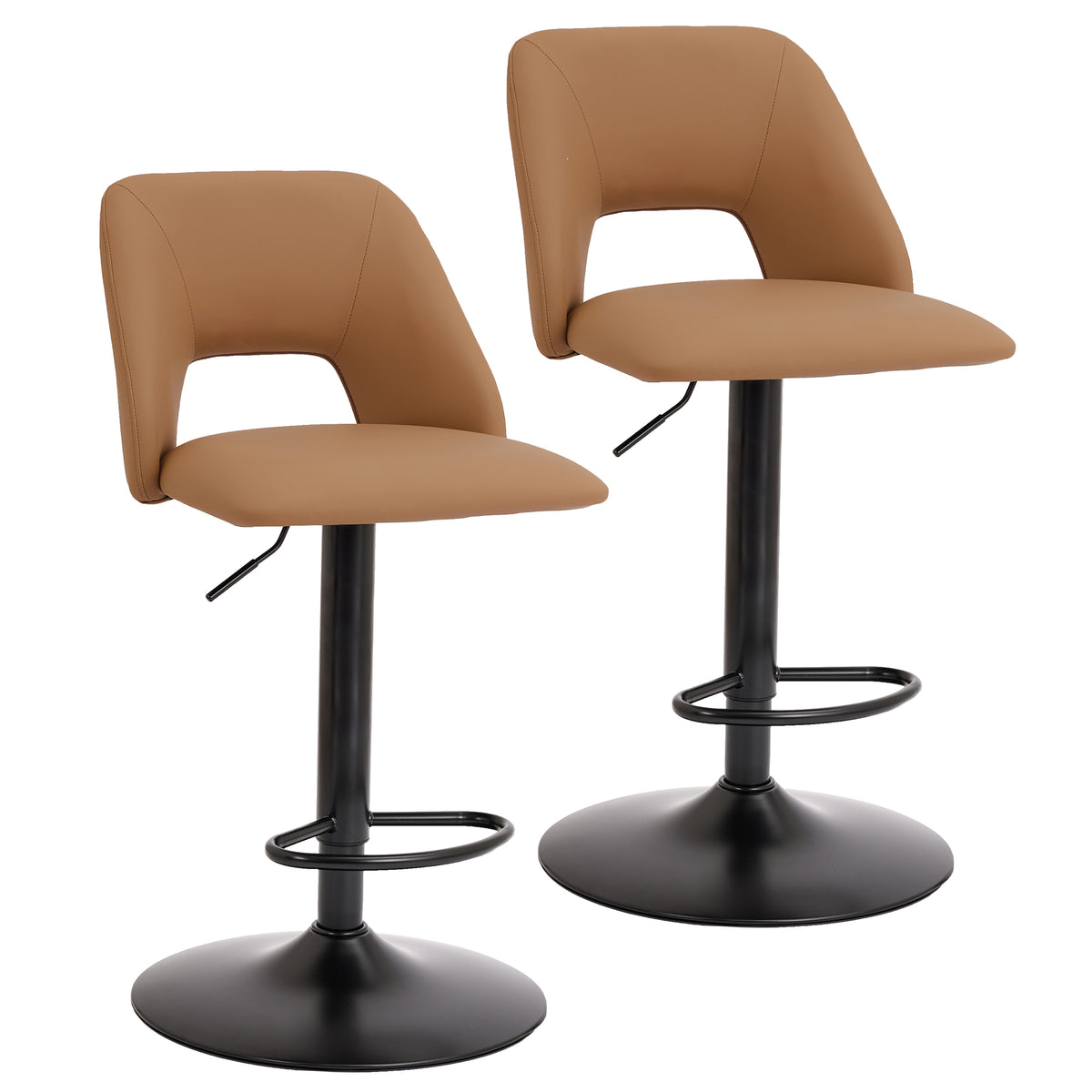 Adler Adjustable Air-Lift Stool (Tan and Black) (Set of 2)