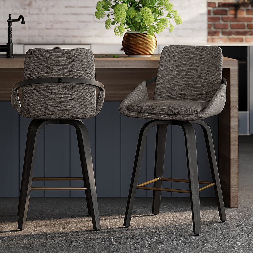 Parker 26″ Counter Stool with Swivel (Charcoal and Black) (Set of 2)