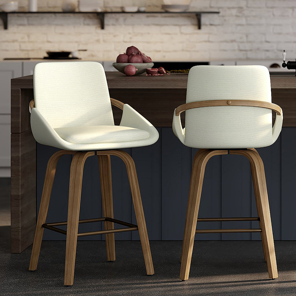 Parker 26″ Counter Stool with Swivel (Ivory and Whitewash) (Set of 2)