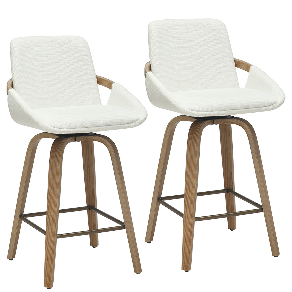 Parker 26″ Counter Stool with Swivel (Ivory and Whitewash) (Set of 2)
