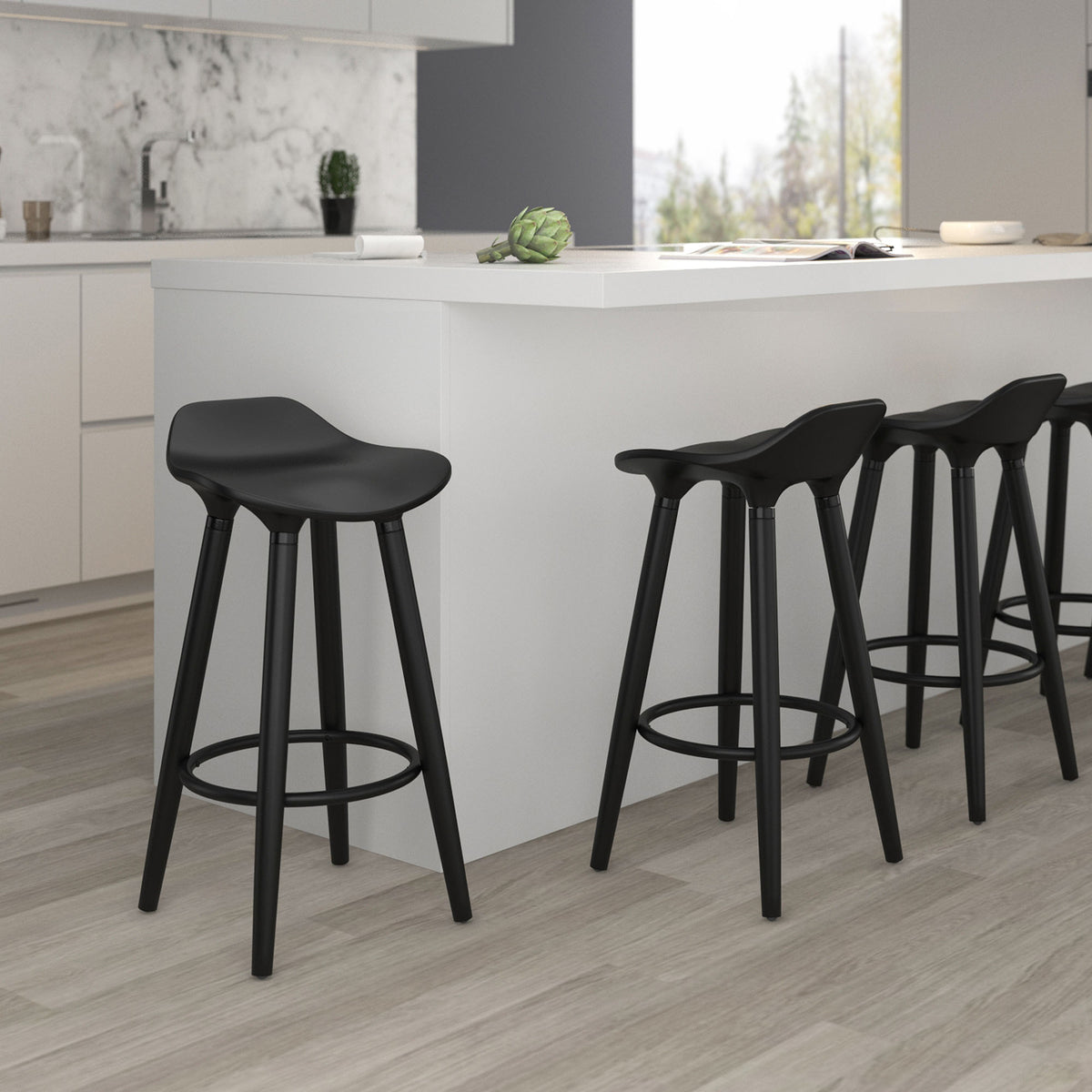 Trex 26″ Counter Stool (Black and Black) (Set of 2)