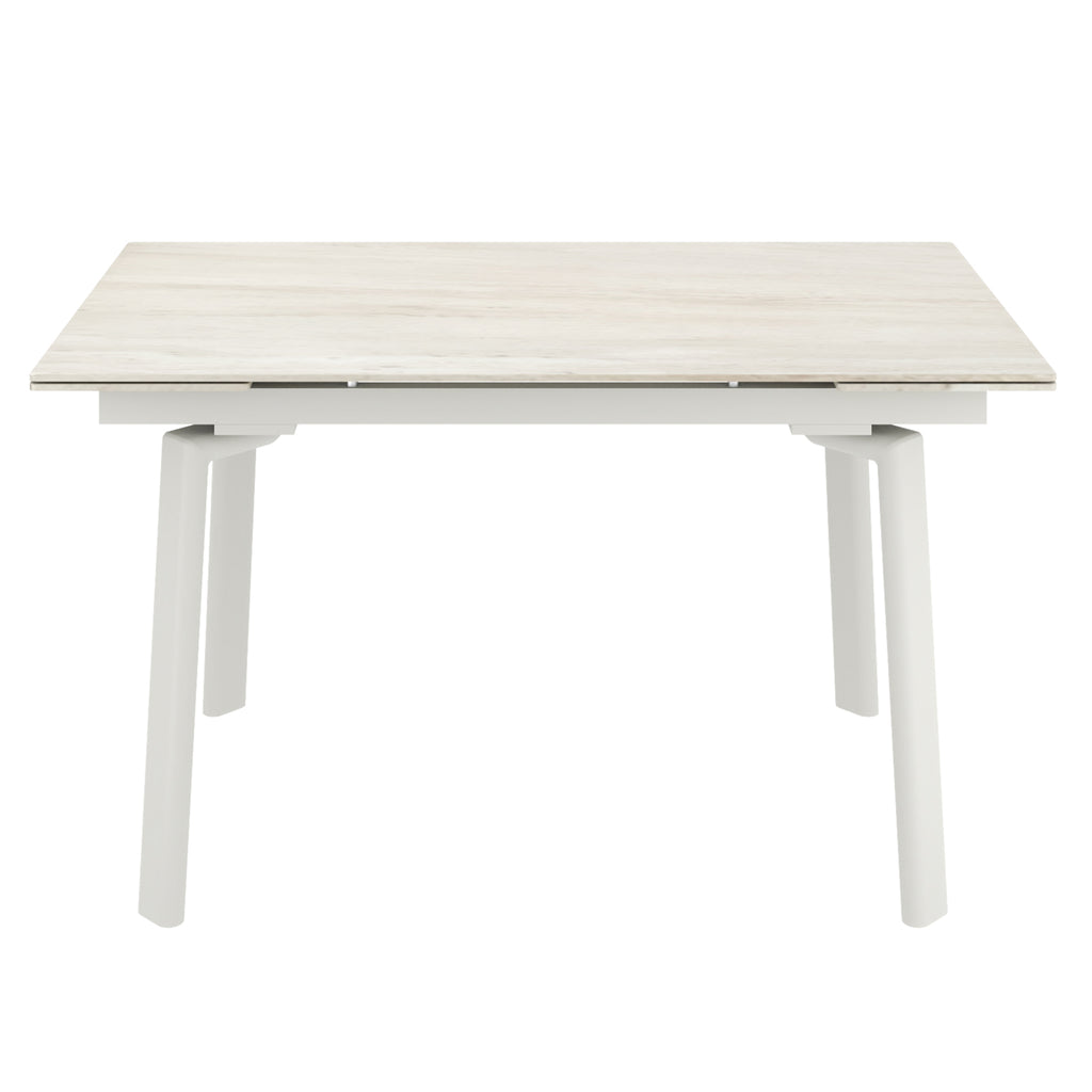 Bellaro and Freya 5pc Dining Set - Travertine Table and Toffee/Natural Chairs