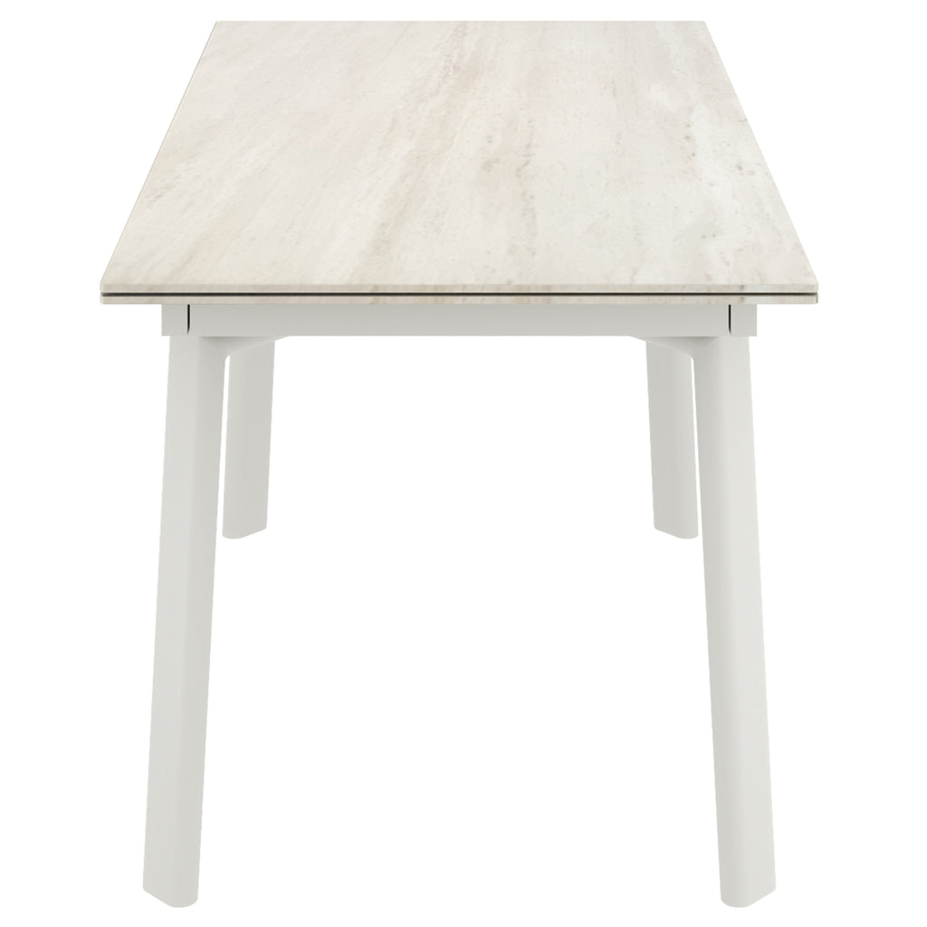 Bellaro and Freya 5pc Dining Set - Travertine Table and Toffee/Natural Chairs