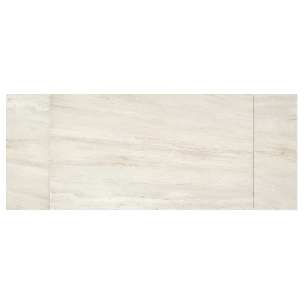 Bellaro and Caspian 7pc Dining Set - Travertine and Cream Table and Sand and Natural Chairs