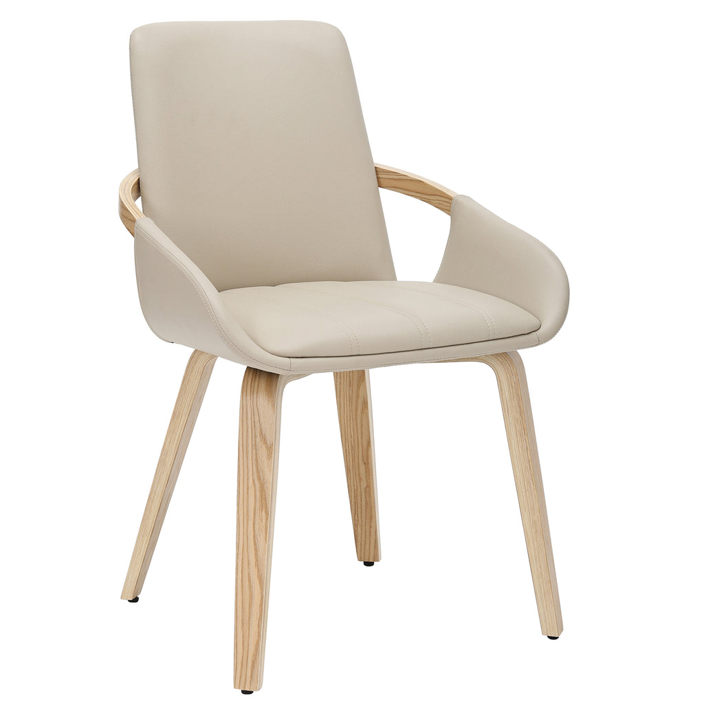 Bellaro and Caspian 7pc Dining Set - Travertine and Cream Table and Sand and Natural Chairs