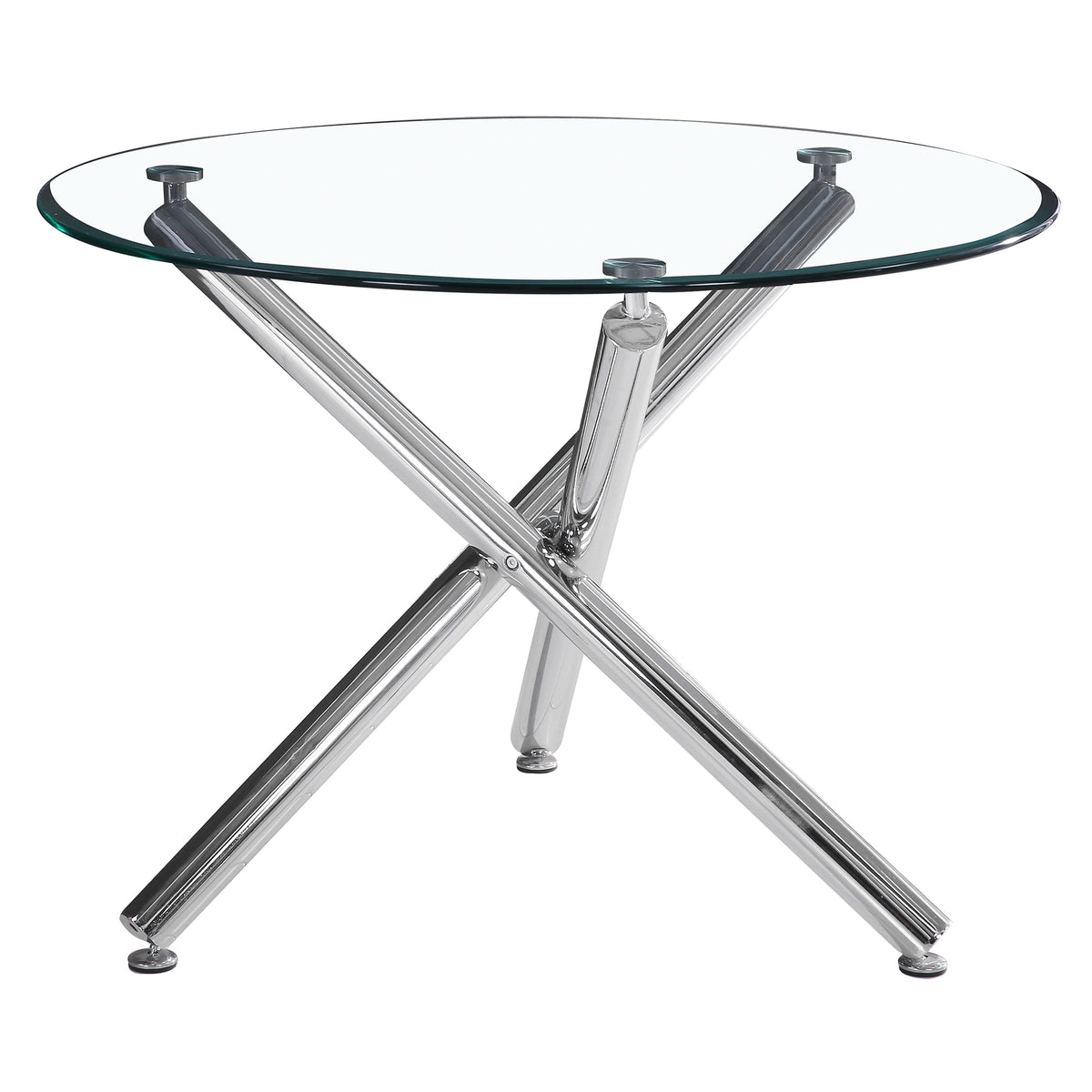 Solara and Devo 5pc Dining Set - Chrome Table and Black Chairs