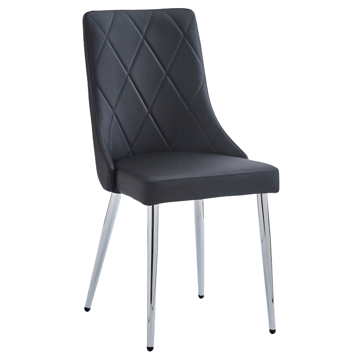 Solara and Devo 5pc Dining Set - Chrome Table and Black Chairs