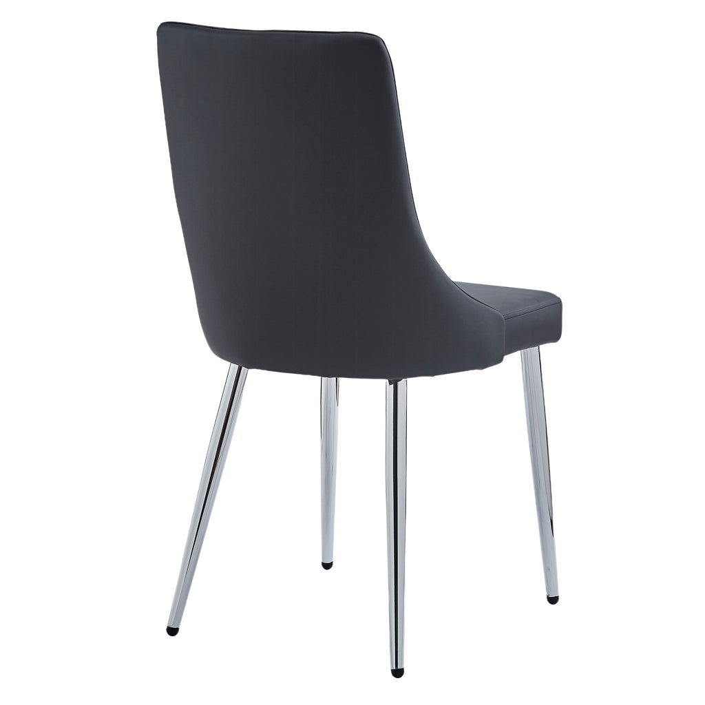 Solara and Devo 5pc Dining Set - Chrome Table and Black Chairs