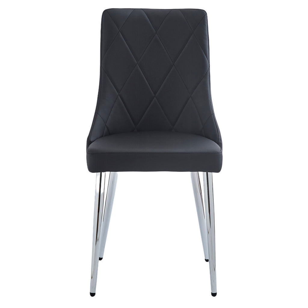 Solara and Devo 5pc Dining Set - Chrome Table and Black Chairs