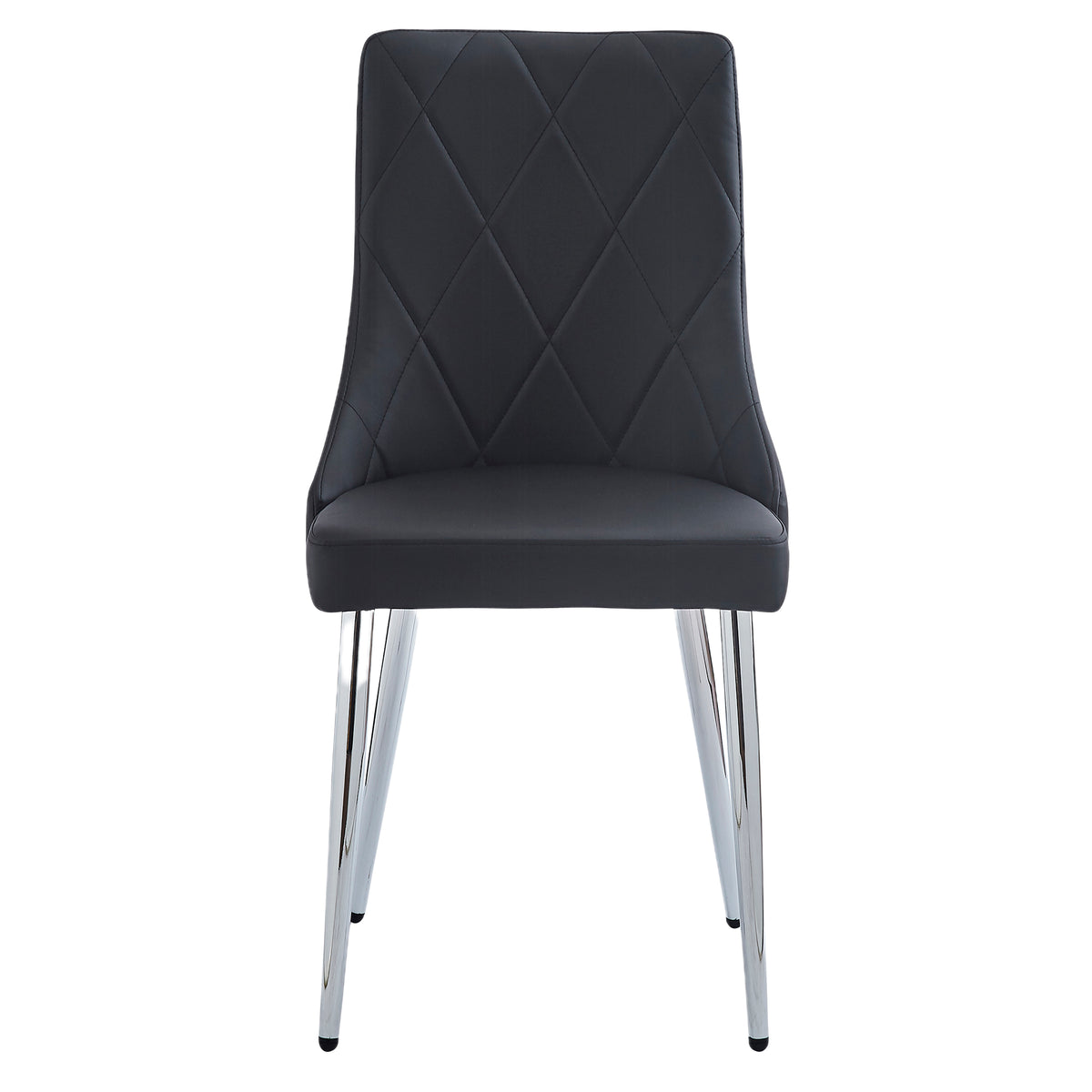 Solara and Devo 5pc Dining Set - Chrome Table and Black Chairs