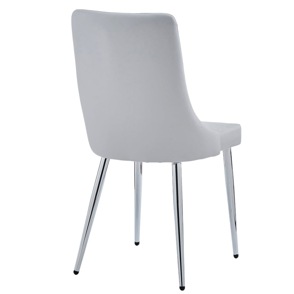 Solara and Devo 5pc Dining Set - Chrome Table and Grey Chairs