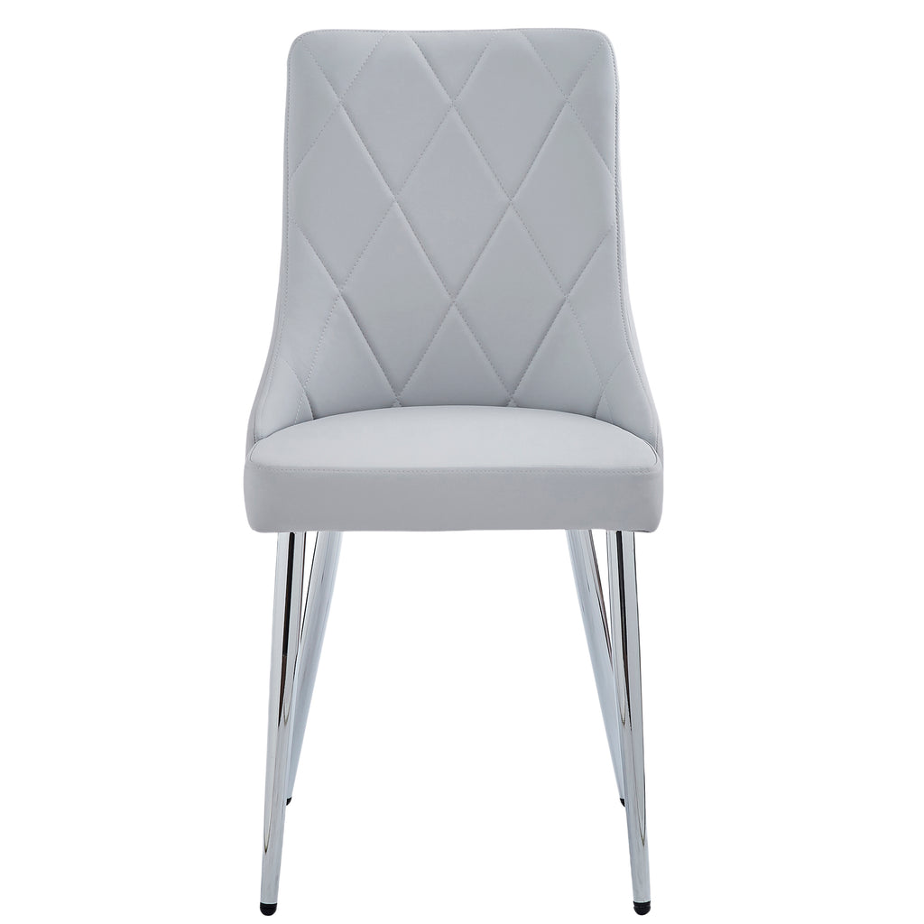 Solara and Devo 5pc Dining Set - Chrome Table and Grey Chairs