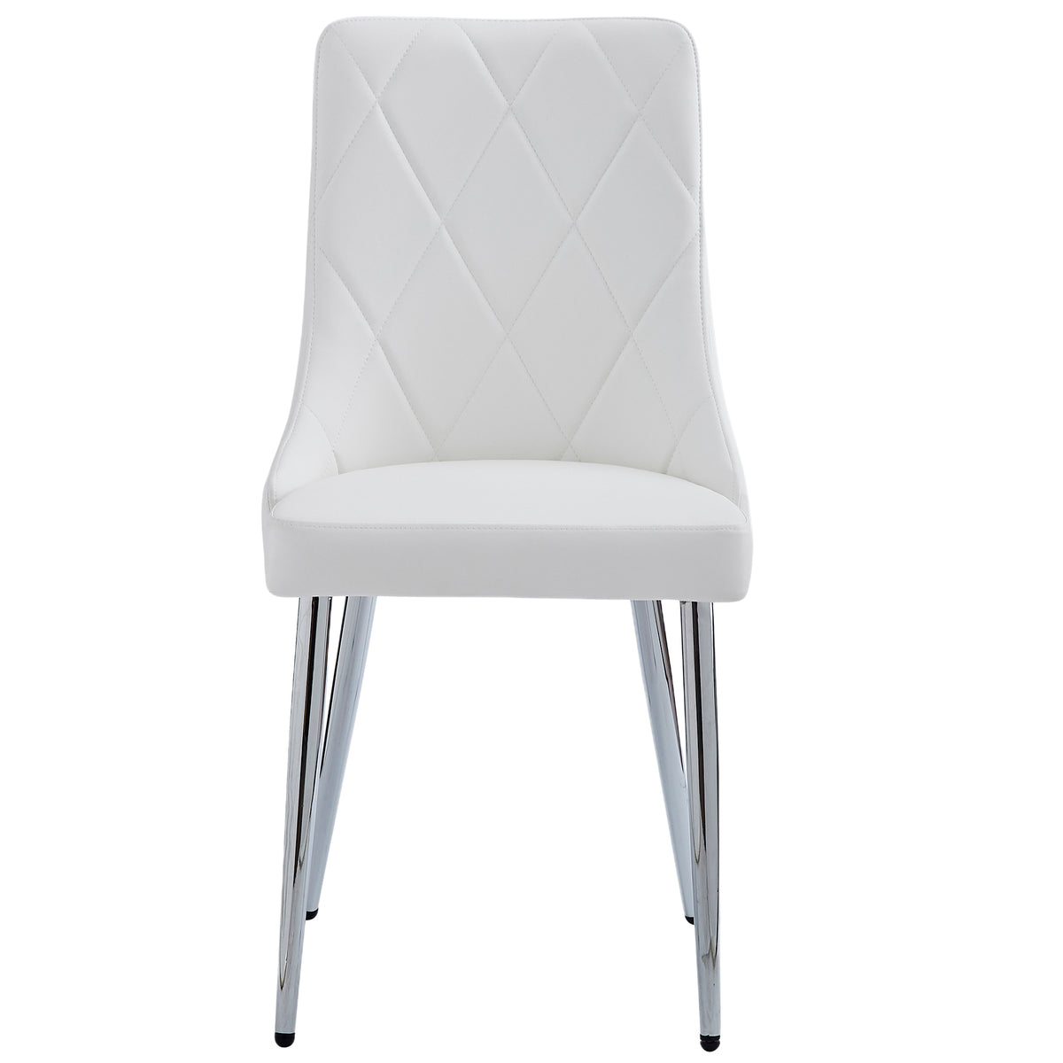Solara and Devo 5pc Dining Set - Chrome Table and White Chairs