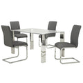 Frankfurt and Maxim 5pc Dining Set - Chrome Table and Grey Chairs