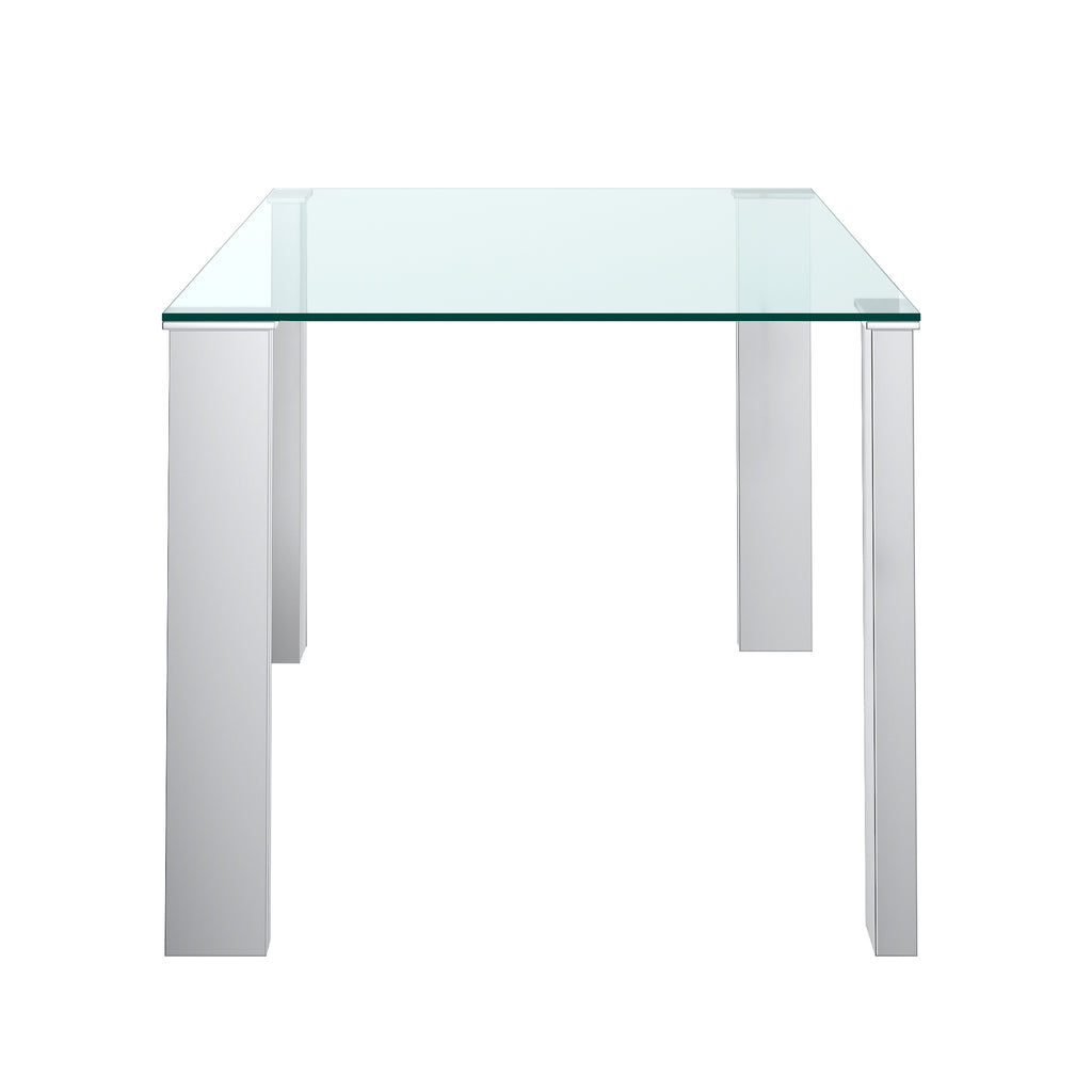 Frankfurt and Maxim 5pc Dining Set - Chrome Table and Grey Chairs