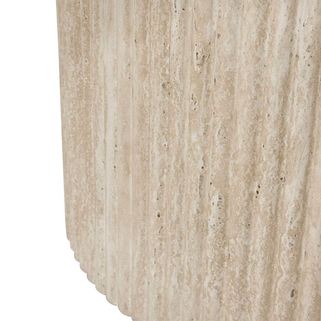 Thalia and Kiara 5pc Dining Set - Ivory and Travertine Table and Brown Chairs