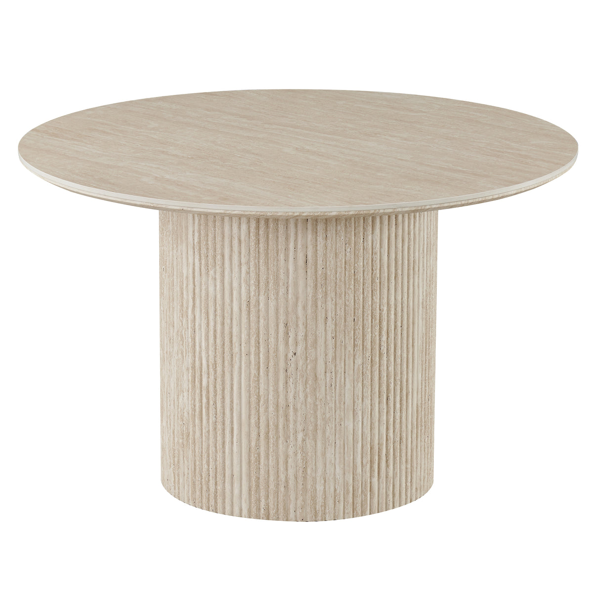 Thalia and Celest 5pc Dining Set - Ivory and Travertine Table and Dark Taupe Chairs