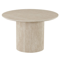 Thalia and Amara 5pc Dining Set - Ivory and Travertine Table and Beige Chairs