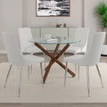 Rocca and Devo 5pc Dining Set - Walnut Table and White Chairs