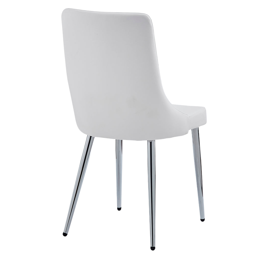 Rocca and Devo 5pc Dining Set - Walnut Table and White Chairs