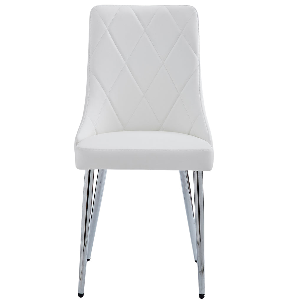 Rocca and Devo 5pc Dining Set - Walnut Table and White Chairs