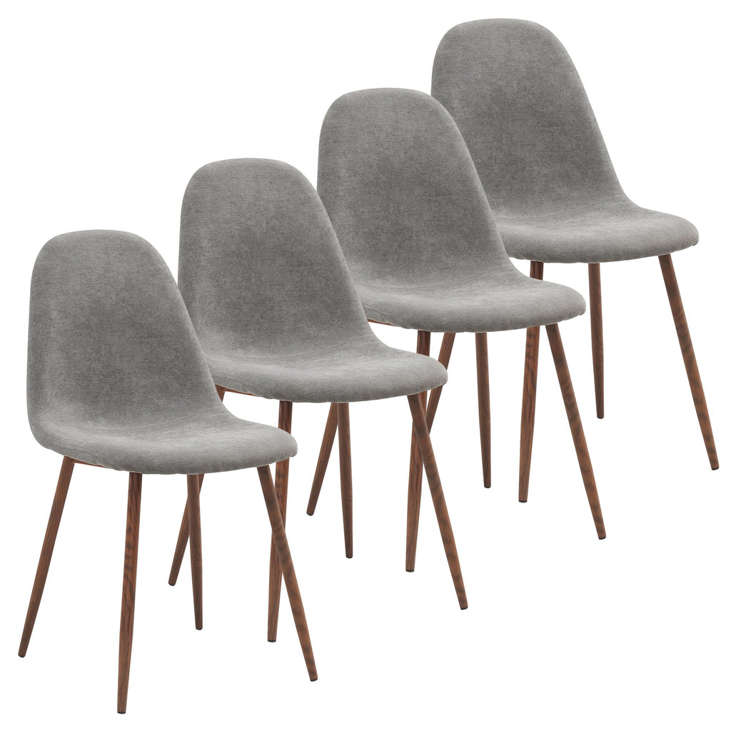 Rocca and Lyna 5pc Dining Set - Walnut Table and Grey Chairs