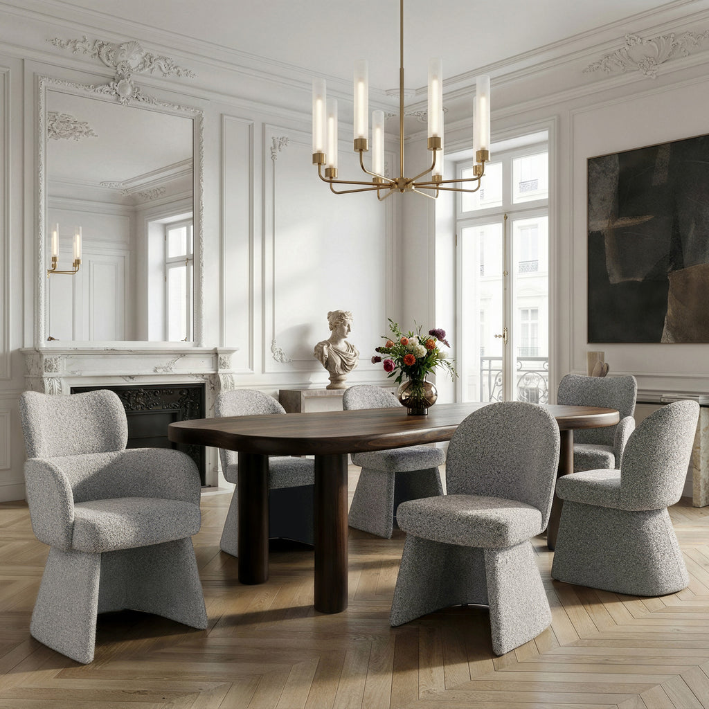 Zaloa and Noelle and Titani 7pc Dining Set - Walnut Table and Beige Chairs