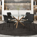 Carmilla and and Brixx 5pc Dining Set - Aged Gold Table and Black Chairs
