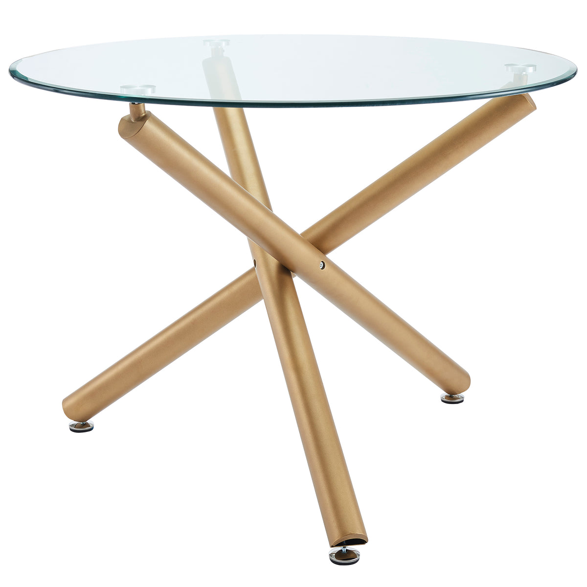 Carmilla and and Brixx 5pc Dining Set - Aged Gold Table and Black Chairs
