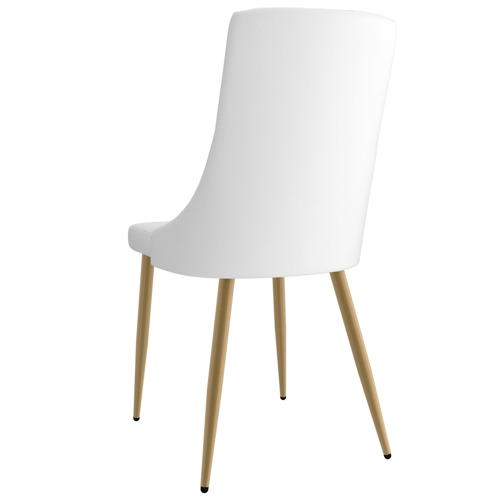 Carmilla and Antoine 5pc Dining Set - Aged Gold Table and White Chairs
