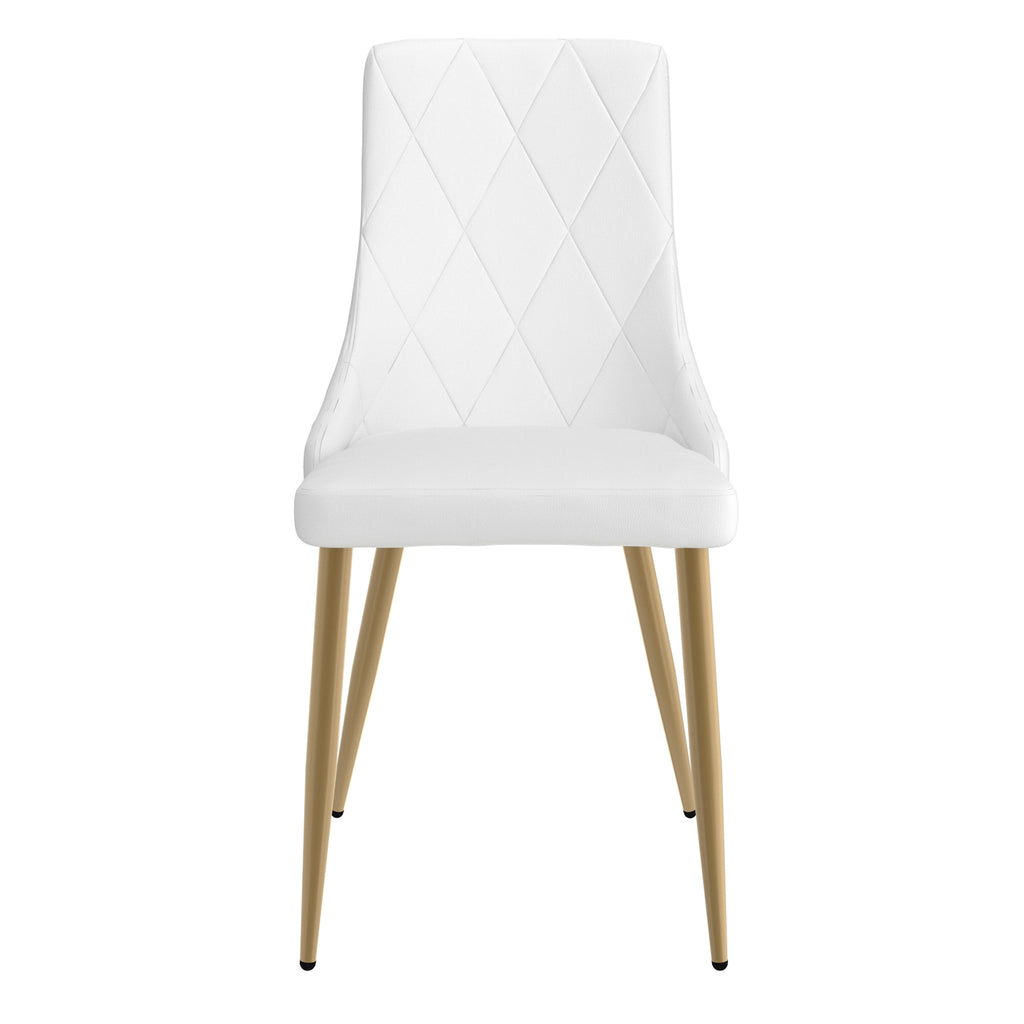 Carmilla and Antoine 5pc Dining Set - Aged Gold Table and White Chairs