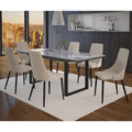 Gavin and Venice 7pc Dining Set - Black Table and Beige Chairs