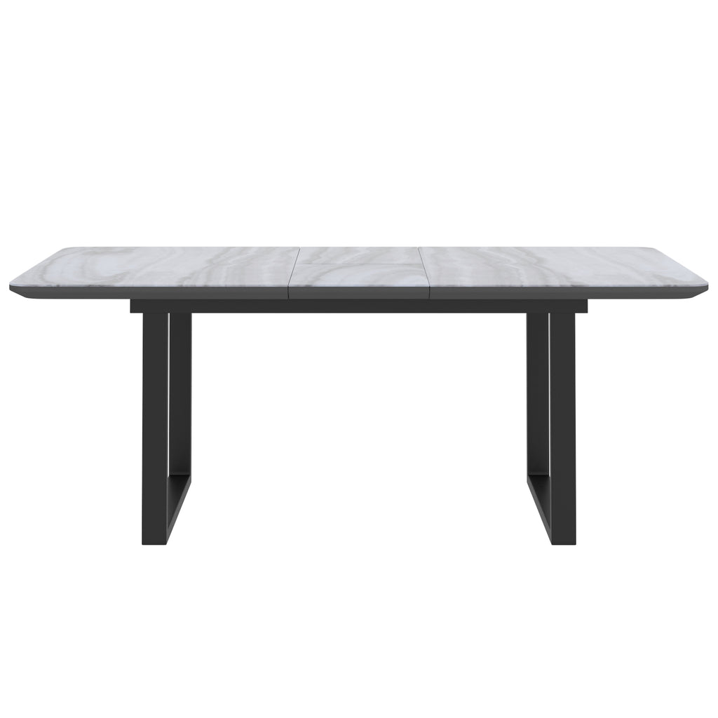 Gavin and Venice 7pc Dining Set - Black Table and Beige Chairs