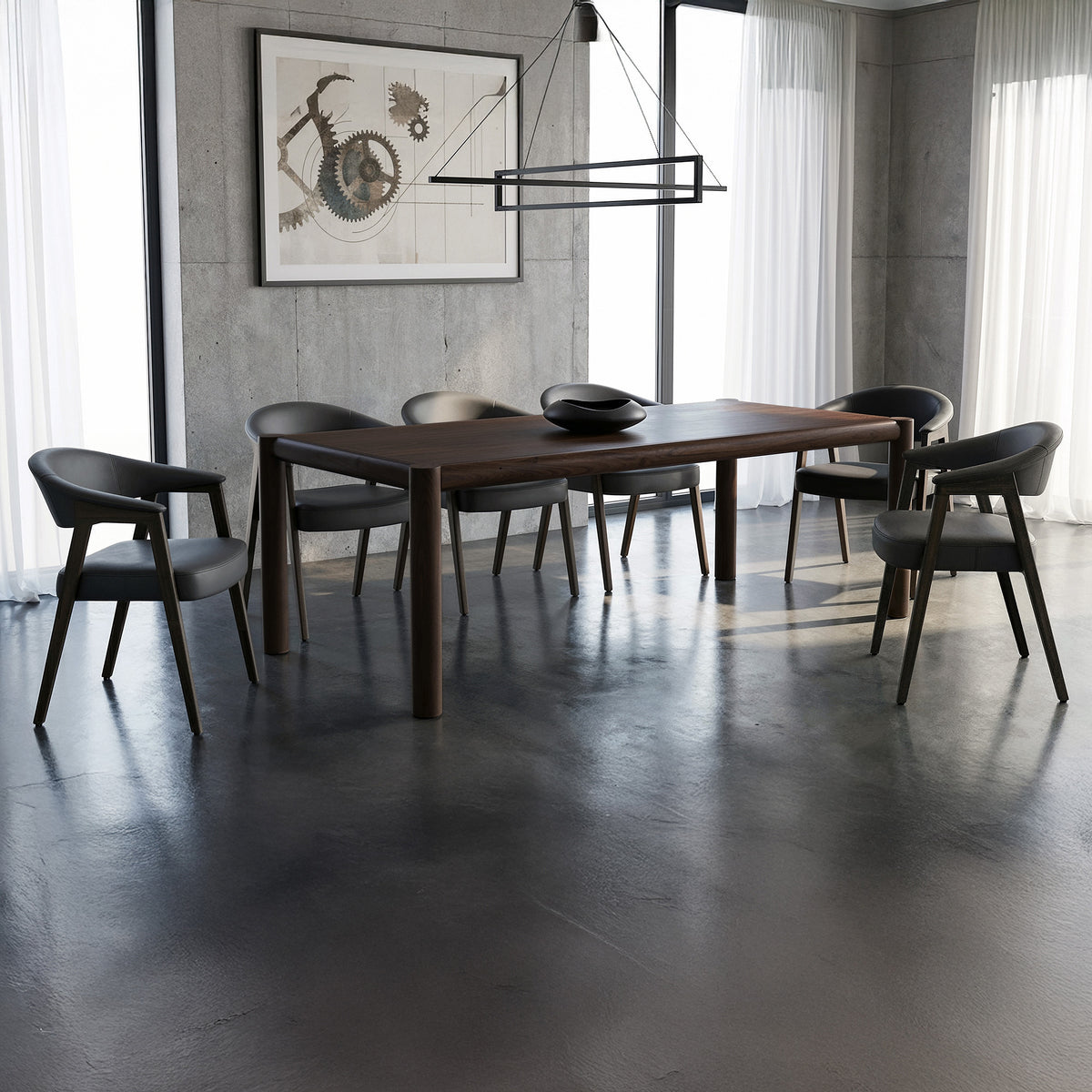 Advik and Bexley 7pc Dining Set - Mocha Table and Black and Dark Walnut Chairs