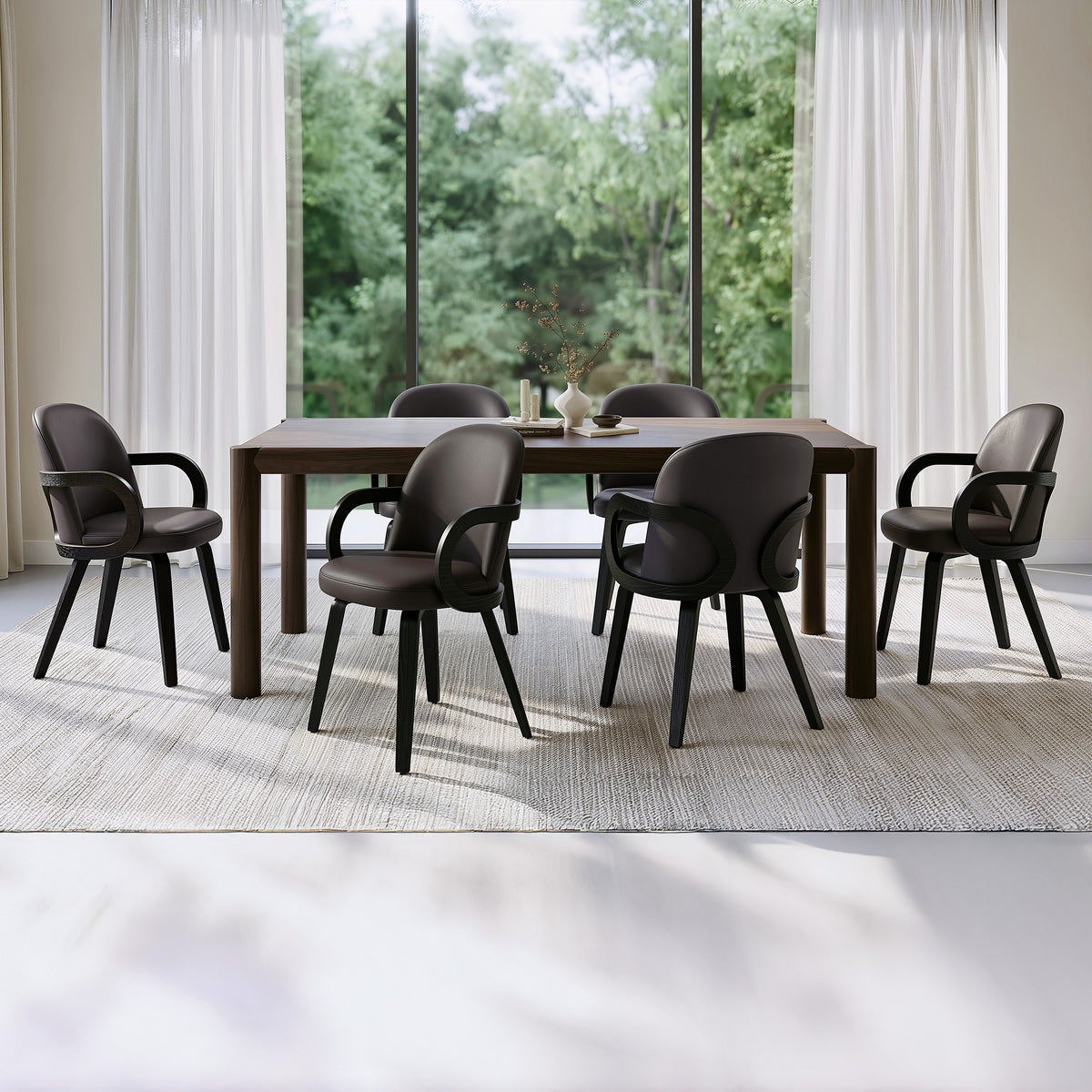 Advik and Celest 7pc Dining Set - Mocha Table and Brown and Dark Walnut Chairs